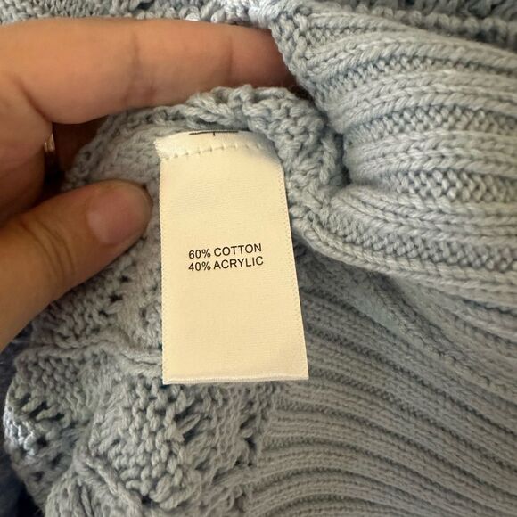 NWT Rachel Zoe Light Blue Open Knit Cardigan Sweater Soft Blue Timeless Size L - Picture 6 of 7